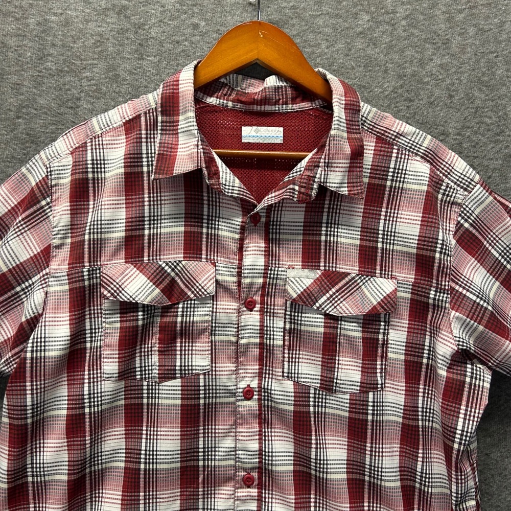 Columbia‎ Mens Red Plaid Short Sleeve Button Down Hiking Shirt XM0789 Large